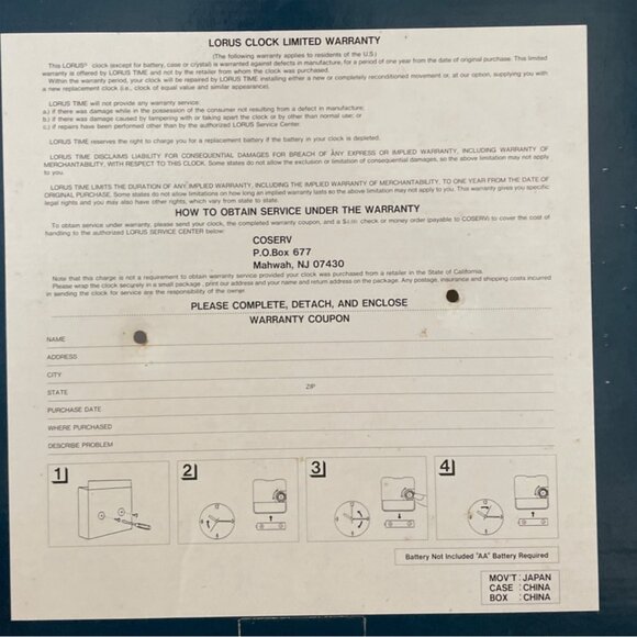 Vtg Walt Disney Mickey Mouse Wall Clock Lorus Quartz Moving Arms Works Orig Box - Picture 7 of 9